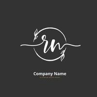 R N RN Initial handwriting and signature logo design with circle. Beautiful design handwritten logo for fashion, team, wedding, luxury logo. vector