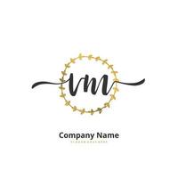 V M VM Initial handwriting and signature logo design with circle. Beautiful design handwritten logo for fashion, team, wedding, luxury logo. vector