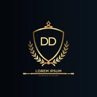 DD Letter Initial with Royal Template.elegant with crown logo vector, Creative Lettering Logo Vector Illustration.