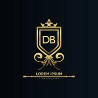 DB Letter Initial with Royal Template.elegant with crown logo vector, Creative Lettering Logo Vector Illustration.