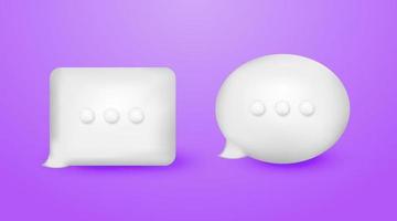 3d square and oval white chat bubbles on purple background vector