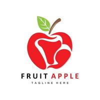 diseño de logotipo de manzana de fruta, vector de fruta roja, con estilo abstracto, ilustración de etiqueta de marca de producto