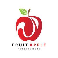 diseño de logotipo de manzana de fruta, vector de fruta roja, con estilo abstracto, ilustración de etiqueta de marca de producto