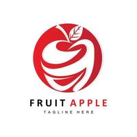 Fruit Apple Logo Design, Red Fruit Vector, With Abstract Style, Product Brand Label Illustration vector