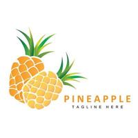 diseño de logotipo de piña, vector de fruta fresca, ilustración de plantación, etiqueta de marca de producto de fruta