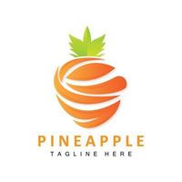 Pineapple Logo Design, Fresh Fruit Vector, Plantation Illustration, Fruit Product Brand Label vector