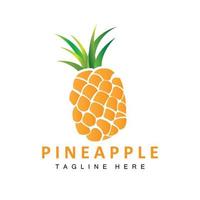 diseño de logotipo de piña, vector de fruta fresca, ilustración de plantación, etiqueta de marca de producto de fruta