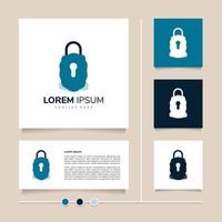 Creative concept vector padlock logo design with watercolor style. Security Symbol and icon with modern blue color