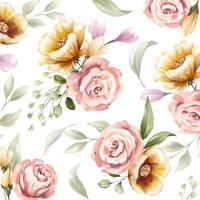 Hand drawn floral pattern in watercolor vector