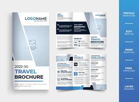 Abstract travel agency trifold brochure design template layout vector