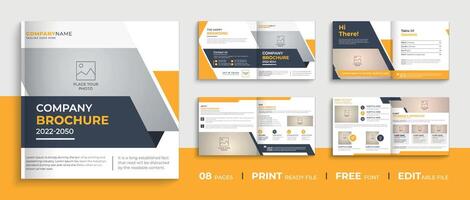 Professional 8-page square company profile brochure design multipurpose corporate brochure template layout design vector