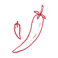 chili illustration dessinée à la main pour un élément de conception d'aliments sains. thème coloré de légumes et de fruits png