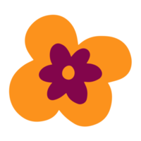 Simple and cute orange and purple  flower in childish hand drawn illustration style for design element png