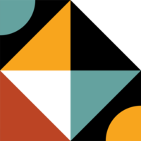 Trendy geometric square with abstract patterns in multiple colors and shapes. Creative contemporary design element for decoration of pop theme design. png
