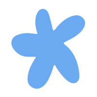 Simple and cute blue flower in childish hand drawn illustration style for design element png