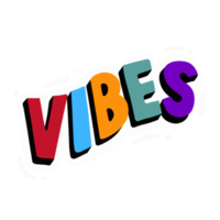 vibes word text illustration hand drawn for sticker and design element png