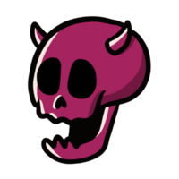 cute devil skull in purple color illustration for clip art and design element png