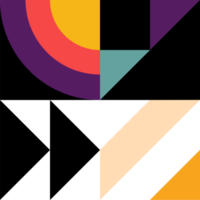 trendiges geometrisches quadrat mit abstrakten mustern in mehreren farben und formen. kreatives zeitgenössisches Designelement für die Dekoration von Pop-Design. png