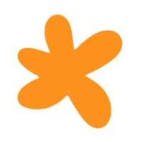 Simple and cute orange flower in childish hand drawn illustration style for design element png