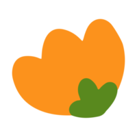 Simple and cute orange and green flower in childish hand drawn illustration style for design element png