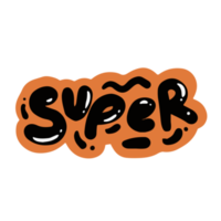 super word text illustration hand drawn for sticker and design element png