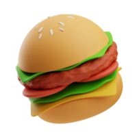 fast food burger illustration 3d png