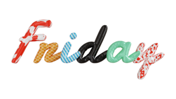 Friday colorfull 3d text png