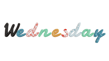 Wednesday colorfull 3d text png
