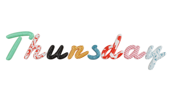 donnerstag farbenfroher 3d-text png