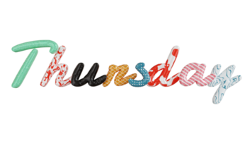 quinta-feira texto 3d colorido png