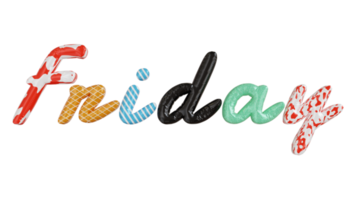 vendredi texte 3d coloré png