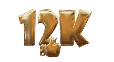 3d illustration 12k gold number png