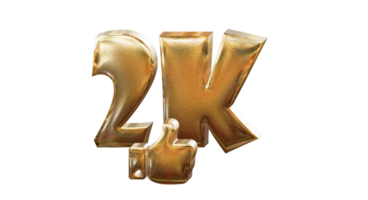 3d illustration 1 k gold number png