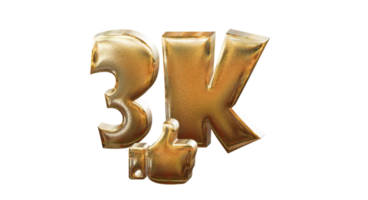 3d illustration 1 k gold number png