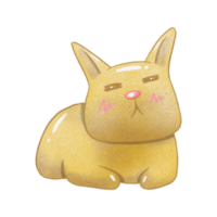 Yellow happy sleeping cat with paper texture. Raster png transparent illustration digital paint for decorate and any design.