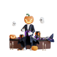 3d karakter halloween jack lantaarn illustratie png