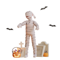 ilustração de múmia de halloween de personagem 3d png