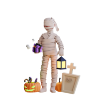 ilustração de múmia de halloween de personagem 3d png