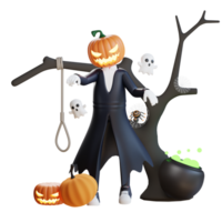 Ilustración de linterna de jack de halloween de personaje 3d png