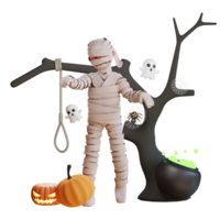 ilustración de momia de halloween de personaje 3d png