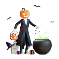 3d personaggio Halloween Jack lanterna illustrazione png