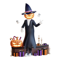 Ilustración de linterna de jack de halloween de personaje 3d png