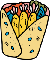 hand gezeichnete köstliche burritoillustration png
