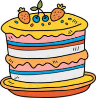 illustration de gâteau délicieux dessiné à la main png