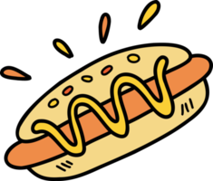 dibujado a mano deliciosa ilustración de pan de hot dog png