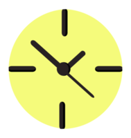 Wall clock yellow color, element for decoration png