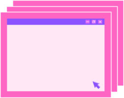 Pink frame computer window user interface for text, blank page, element for decoration png