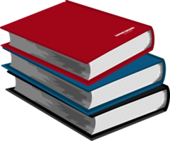 A group of books with colored covers arranged vertically on top of each other png