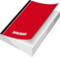 um livro com capa vermelha e muitas páginas brancas png