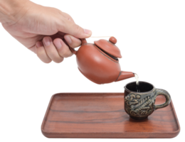 Hand holding chinese teapot isolated png